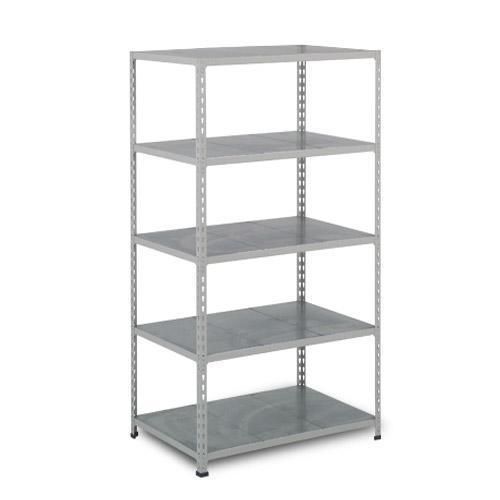 Kovový regál Rapid 2, 198 x 91,5 x 36,5 cm, 135 kg/police, 5 ocelových panelů, pozink