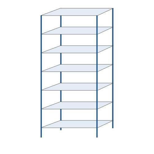 Kovový regál Herkules, základní, 300 x 130 x 50 cm, 1330 kg, 7 polic, modrý