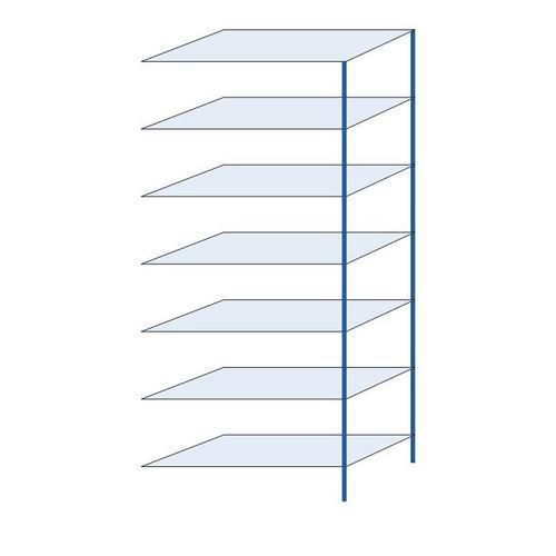 Kovový regál Herkules, přístavbový, 300 x 130 x 60 cm, 1050 kg, 7 polic, modrý