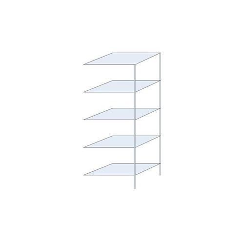 Kovový regál Ogmios, přístavbový, 200 x 75 x 50 cm, 1 300 kg, 5 polic, 250 kg/police, pozink