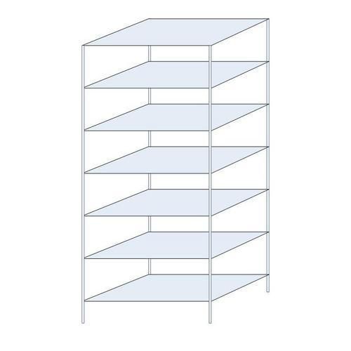 Kovový regál Ogmios, základní, 300 x 130 x 80 cm, 2 300 kg, 7 polic, 150 kg/police, pozink