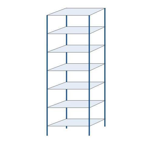 Kovový regál Herkules, základní, 300 x 100 x 50 cm, 1050 kg, 7 polic, modrý