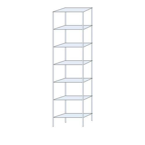 Kovový regál Ogmios, základní, 300 x 75 x 30 cm, 2 300 kg, 7 polic, 150 kg/police, pozink