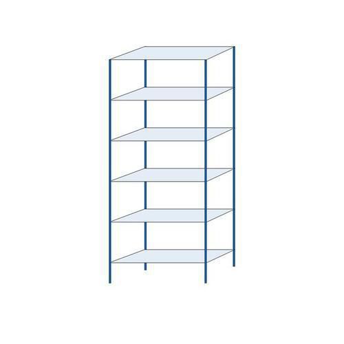 Kovový regál Herkules, základní, 250 x 100 x 40 cm, 960 kg, 6 polic, modrý