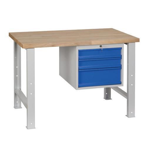 Dílenský stůl Weld se 3 zásuvkami, 84 x 120 x 68,5 cm, šedý