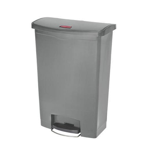 Plastový odpadkový koš Rubbermaid Front Step, objem 90 l, šedá