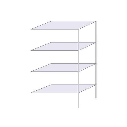 Drátěný regál Hefaistos, přístavbový, 160 x 90,7 x 46 cm, 200 kg, 4 police, stříbrný