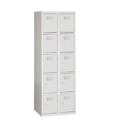 Svařovaná šatní skříň Eric odlehčená, 10 boxů, cylindrický zámek, šedá/šedá