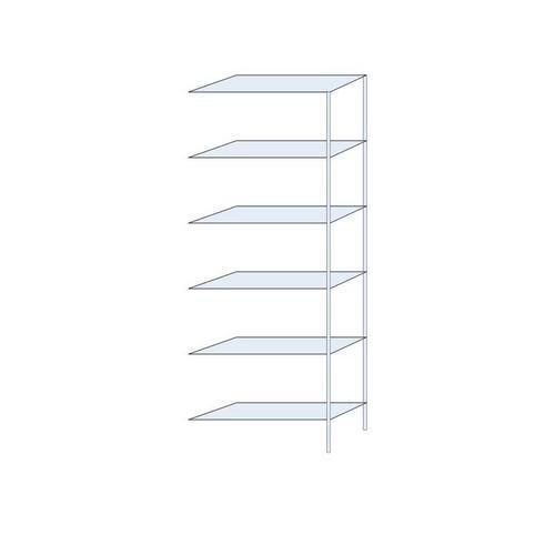 Kovový regál Perun, přístavbový 250 x 90 x 32 cm, 1 680 kg, 6 polic, pozink