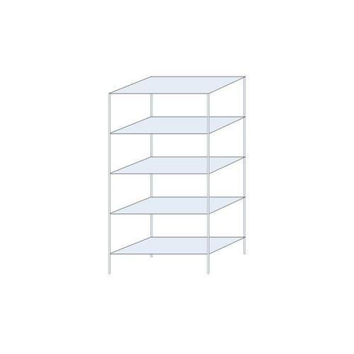 Kovový regál Ogmios, základní, 200 x 100 x 50 cm, 1 300 kg, 5 polic, 150 kg/police, pozink