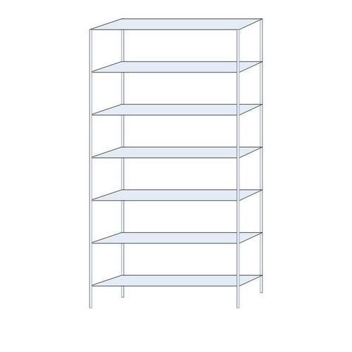 Kovový regál Perun, základní, 300 x 150 x 32 cm, 1 015 kg, 7 polic, pozink