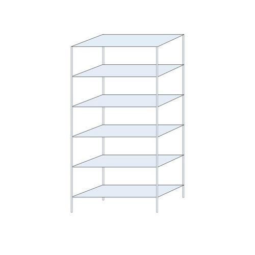 Kovový regál Perun, základní, 250 x 120 x 50 cm, 1 230 kg, 6 polic, pozink
