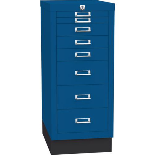 Jednořadá kovová kartotéka A4 Esk, 8 zásuvek, modrá, uzamykatelná