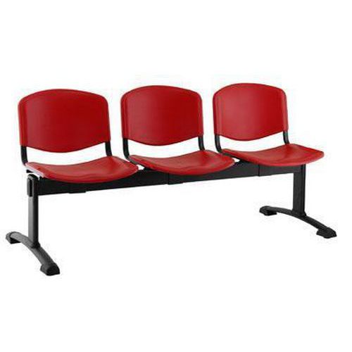 Plastová lavice Ida, třímístná, červená