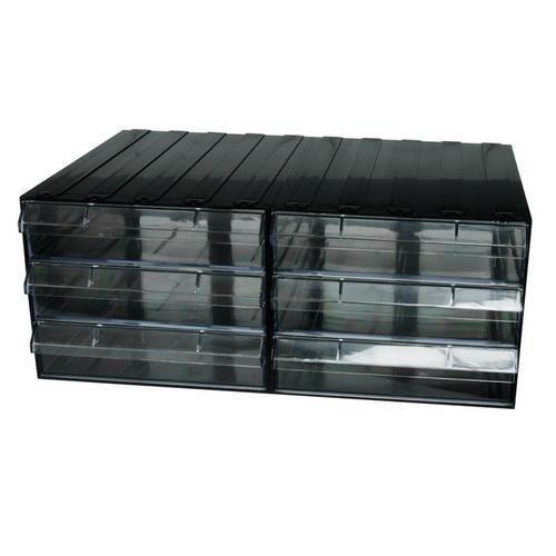 Modulový organizér PS, 6 zásuvek, černý/transparentní