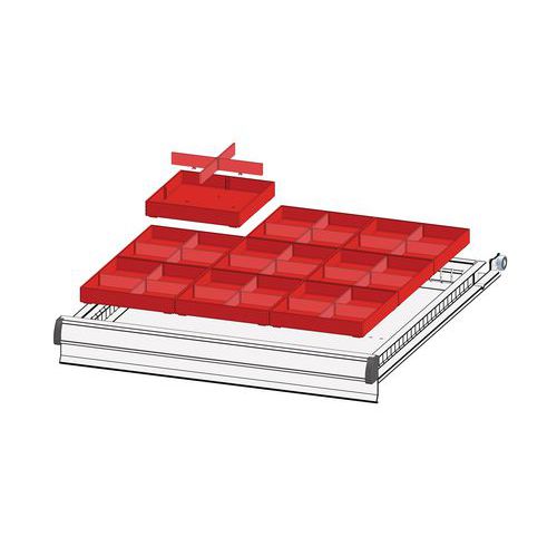 Sada 36 plastových děličů zásuvek, výška 75 mm