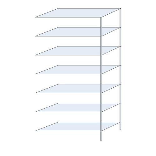 Kovový regál Perun, přístavbový, 300 x 150 x 60 cm, 1 015 kg, 7 polic, pozink