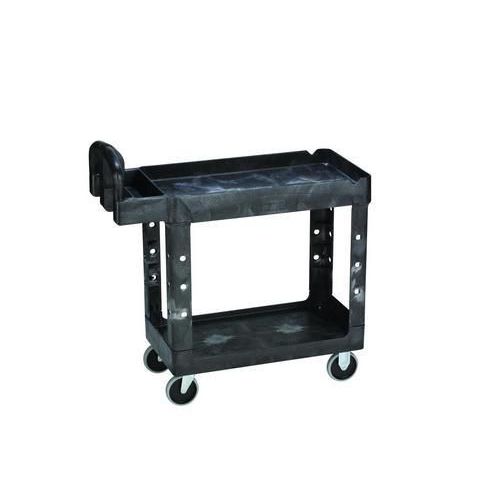 Plastový policový vozík s madlem, do 220 kg, 2 police s vyvýšenými hranami, 99 x 45 cm