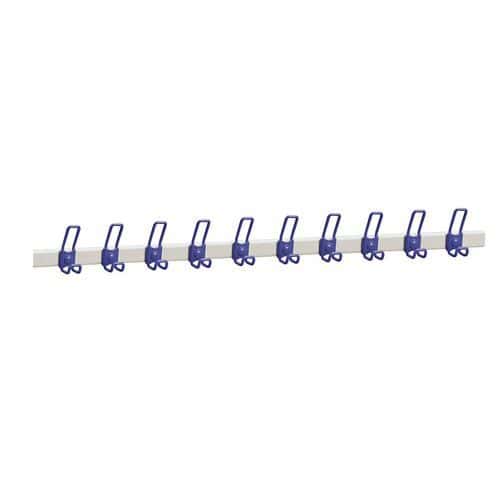 Nástěnný věšák 10 háčků, ocel, délka: 150 cm, modrý
