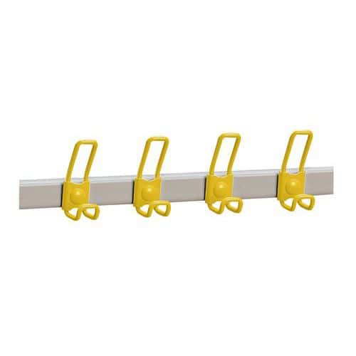 Nástěnný věšák 4 háčky, ocel, délka: 60 cm žlutý
