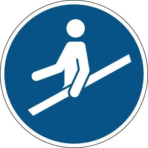 Kulatá povinná značka – Použijte zábradlí – pevná, pr. 20 cm