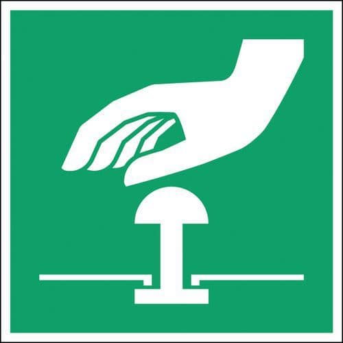 Evakuační značka – Tlačítko nouzového zastavení, 100 x 100, polypropylen