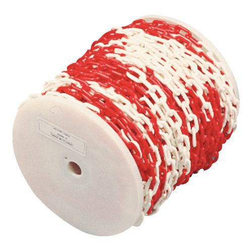 Plastový řetěz na cívce, 8 mm x 50 m, bílá/červená