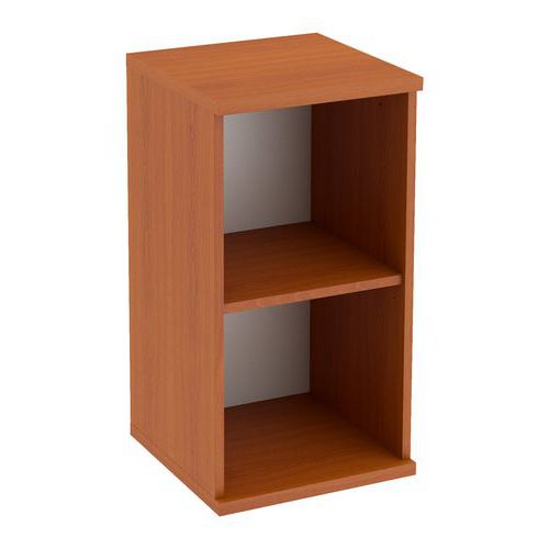 Nízká úzká skříň Abonent, 77,4 x 40 x 40 cm, otevřená, dezén třešeň Oxford