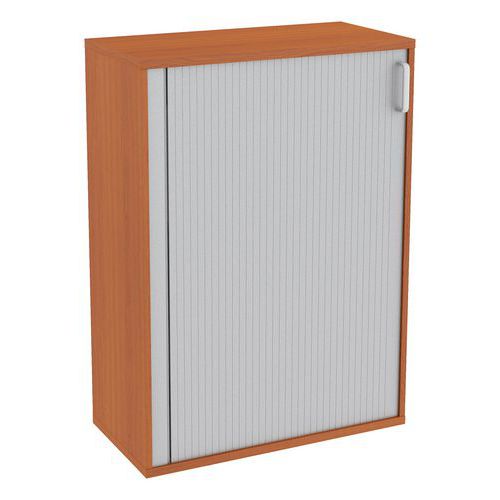 Střední široká skříň Abonent, 113 x 80 x 40 cm, s roletou - levé provedení, dezén třešeň Oxford