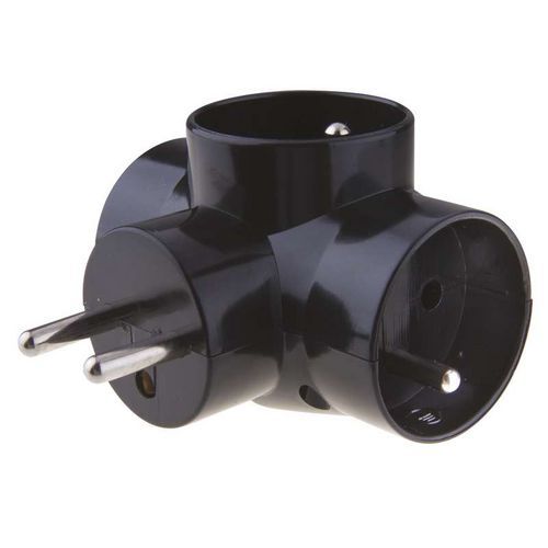 Zásuvka rozbočovací 3x kulatá, černá