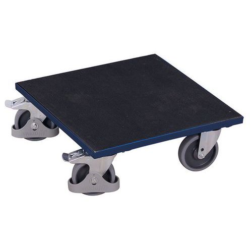 Transportní plošina s gumovým povrchem, do 400 kg, 50 x 50 x 18,5 cm, modrá