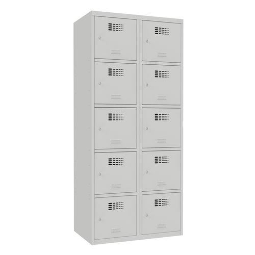 Svařovaná šatní skříň Samuel, 10 boxů, cylindrický zámek šedá/šedá