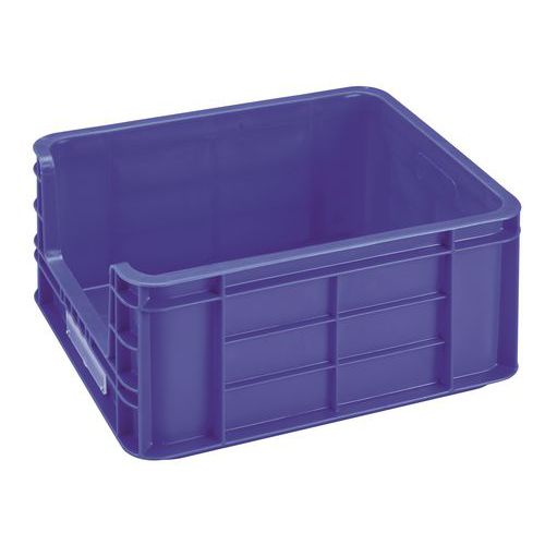 Plastová přepravka PP s vkladovým oknem, 36 l, modrá