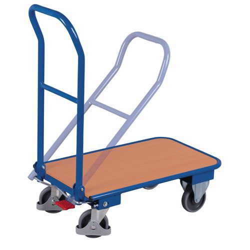 Plošinový vozík se sklopným madlem, do 250 kg, 81,5 x 45 x 94 cm, modrý