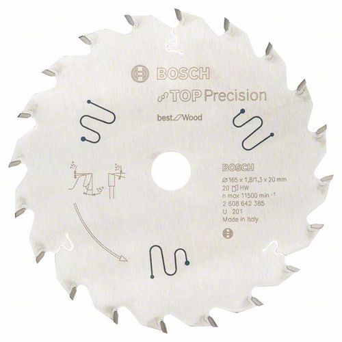 Bosch - Pilový kotouč do okružních pil Top Precision Best for Wood 165 x 20 x 1,8 mm, 20