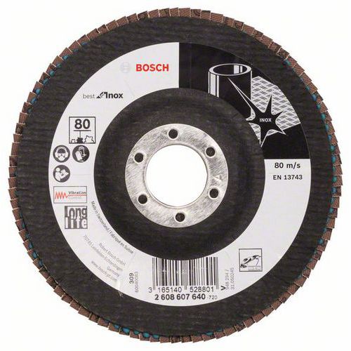 Bosch - Lamelový brusný kotouč X581, Best for Inox 125 mm, 22,23 mm, 80, 10 BAL
