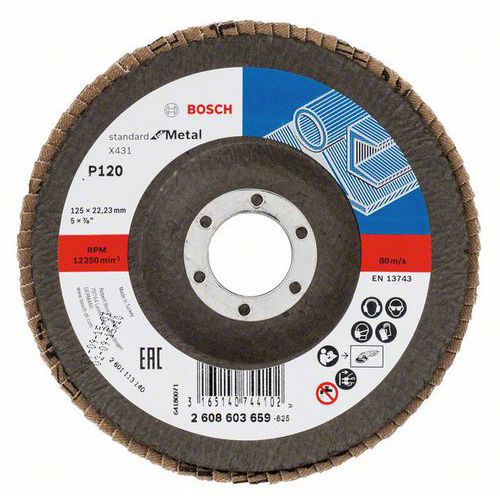 Bosch - Lamelový brusný kotouč X431, Standard for Metal 125 mm, 22,23 mm, 120, 10 BAL