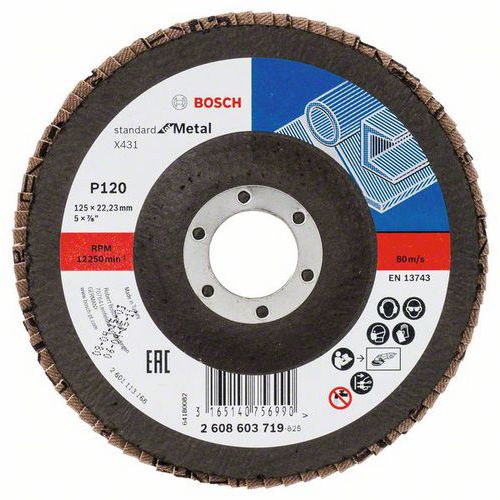 Bosch - Lamelový brusný kotouč X431, Standard for Metal 125 mm, 22,23 mm, 120, 10 BAL