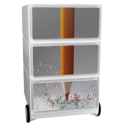 Mobilní kontejner Manutan Expert Easy Office, 3 zásuvky, 64,2 x 39 x 43,6 cm, tužka