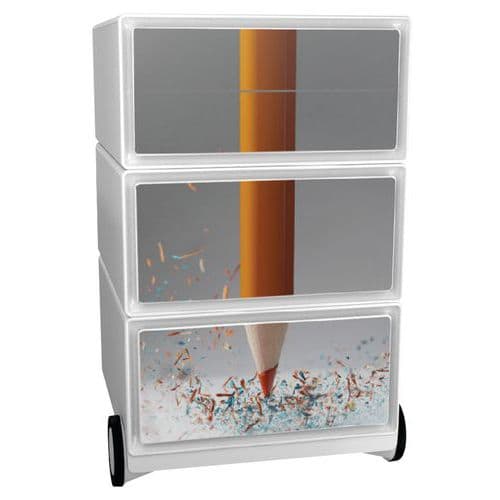 Mobilní kontejner Manutan Expert Easy Office, 4 zásuvky, 64,2 x 39 x 43,6 cm, tužka