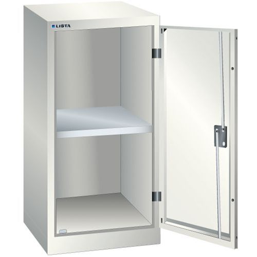 Dílenská skříň LISTA, 500x400x1000mm, 1 police, světle šedá