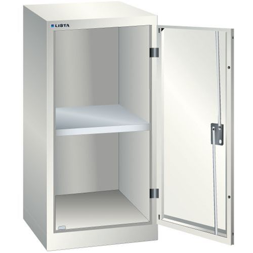 Dílenská skříň LISTA s policemi, 500x500x1000mm, 1 police, světle šedá