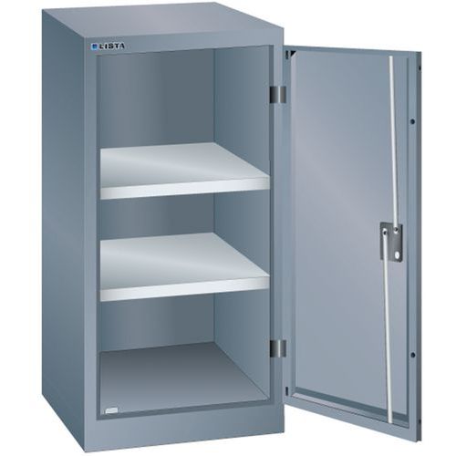 Dílenská skříň LISTA s policemi, 500x500x1000mm, 2 police,tmavě šedá