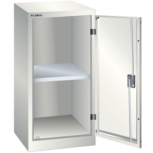 Dílenská skříň LISTA s policí, 500x580x1000mm, nosnost 60kg, světle šedá