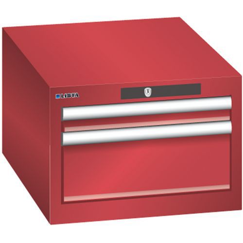 Dílenská zásuvková skřín Lista, 2 zásuvky - 1 x 50mm+ 1 x 150mm, červená