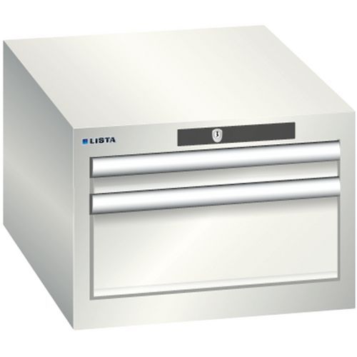 Dílenská zásuvková skřín Lista, 2 zásuvky - 1 x 50mm+ 1 x 150mm, světle šedá