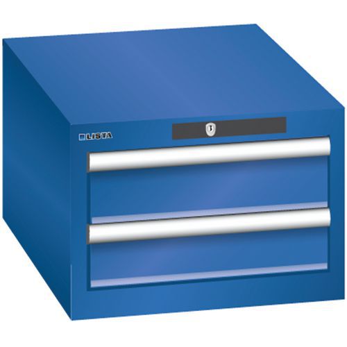 Dílenská zásuvková skřín Lista, 2 zásuvky - 2x 100mm, fluorescentně modrá