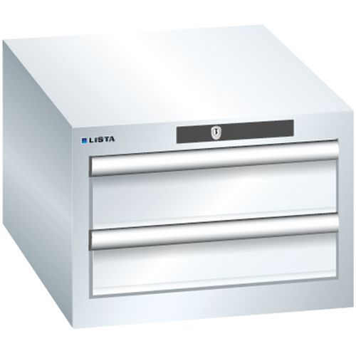 Dílenská zásuvková skřín Lista, 2 zásuvky - 2x 100mm, bílá