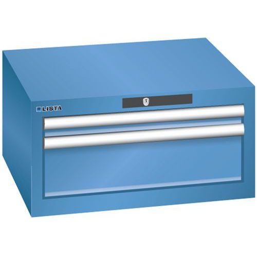 Dílenská zásuvková skříň Lista, 2 zásuvky: 1x 50 +1x 150 mm, modrá