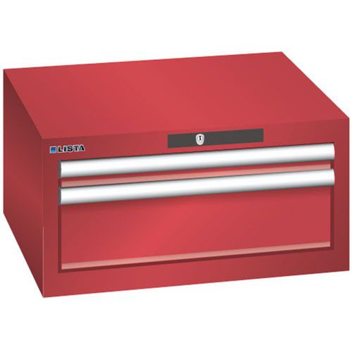 Dílenská zásuvková skříň Lista, 2 zásuvky: 1x 50 +1x 150 mm, červená